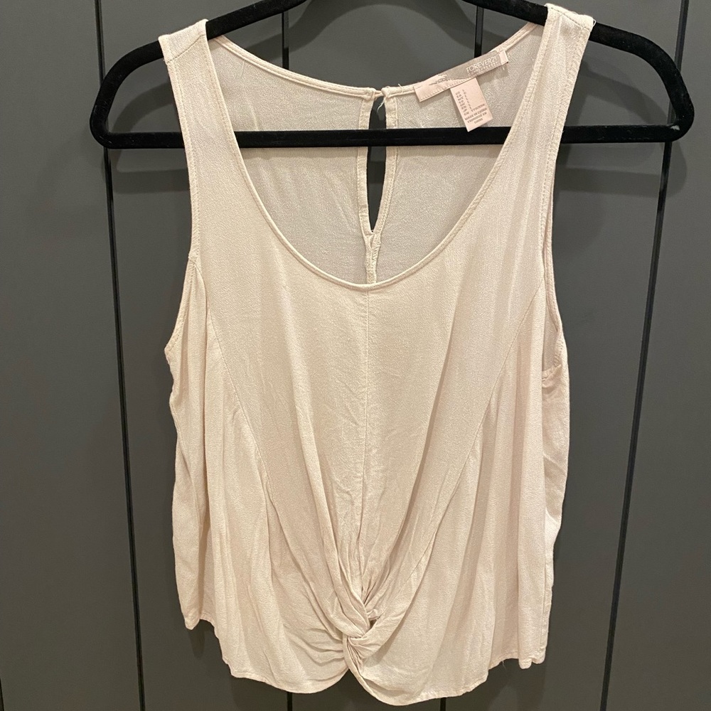 FOREVER 21 tan/cream sleeveless top